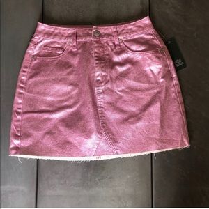 Metallic Light Pink Mini Skirt